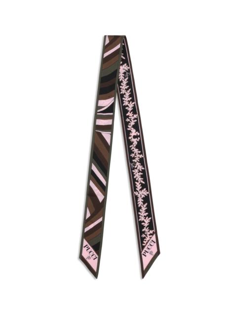 PUCCI Pucci Silk Twill Scarf Khaki Pink