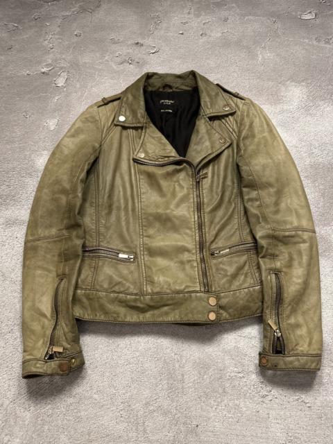 Other Designers Le Grande Bleu (L.G.B.) - LGB IfSixWasNine Style Mudwash Asymmetric Zip Leather Jacket