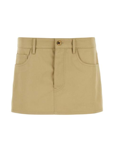 Camel Cotton Mini Skirt