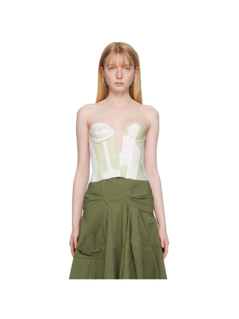 TALIA BYRE White & Green Sweetheart Corset