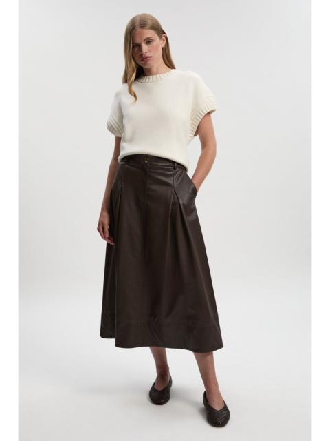 KAREN MILLEN Faux Leather Tailored Full Midi Skirt