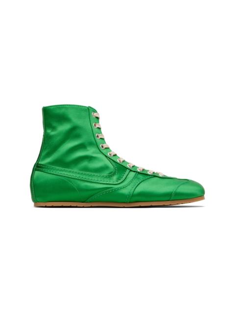 Dries Van Noten Green Satin High Top Sneakers