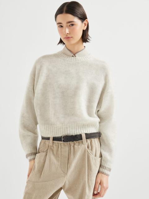 Brunello Cucinelli Mohair and wool sweater with sparkling striped cuffs