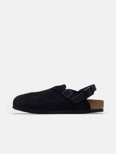 BIRKENSTOCK Womens Tokio Suede Clog in Black