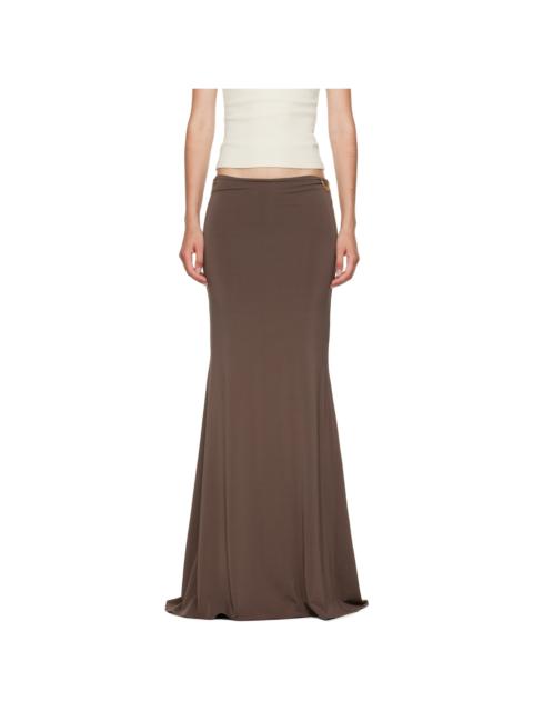 Brown Logo Chain Maxi Skirt