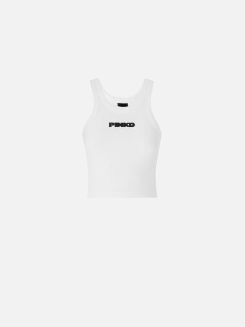 PINKO CROPPED VEST TOP WITH PINKO LOGO