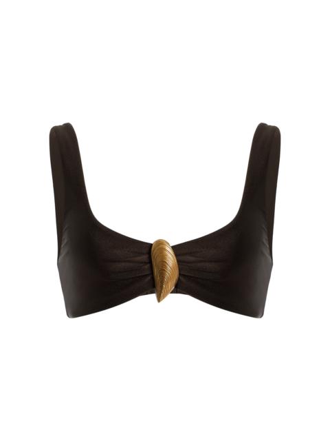 SIMKHAI Veyra Shell-Detailed Bikini Top brown