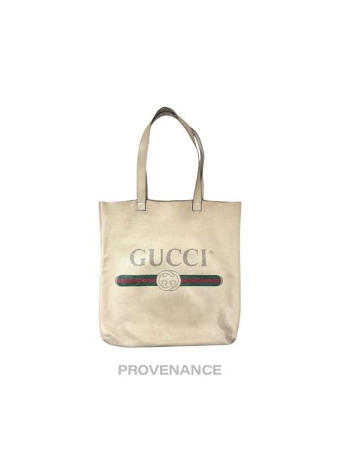 GUCCI Gucci GG Vintage Logo Tote Bag - Off-White Leather
