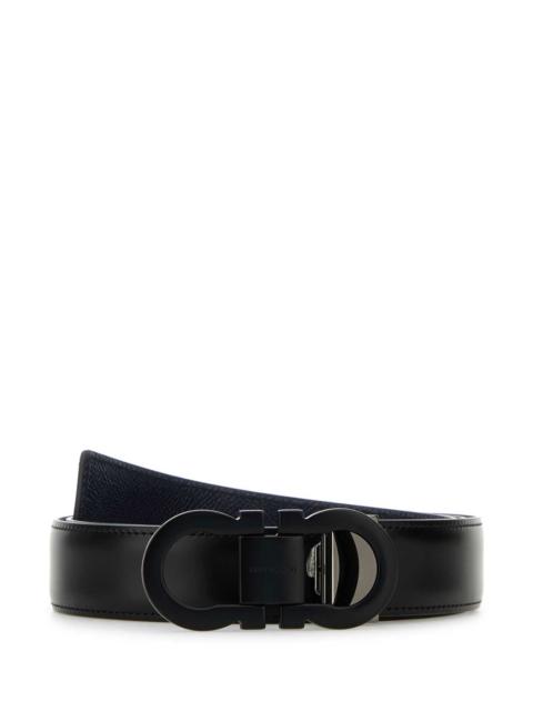 Salvatore Ferragamo Men Black Leather Reversible Belt