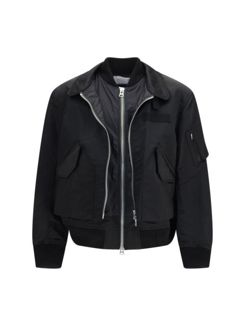 sacai Sacai Cotton Chino and Nylon Twill Jacket Black