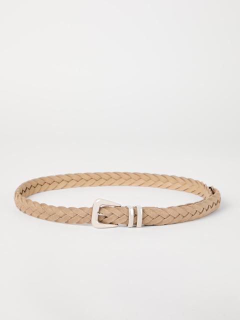 Brunello Cucinelli Reversed calfskin braided belt with tip