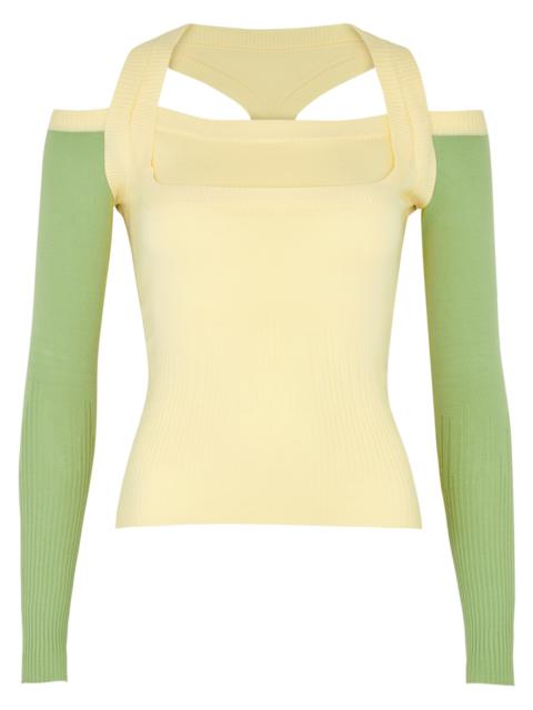 Latte cut-out knitted jumper