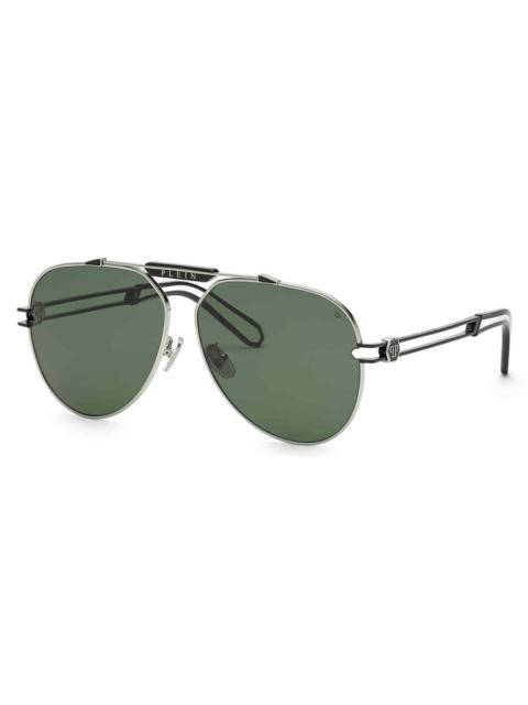 PHILIPP PLEIN Philipp Plein Green Pilot Men's Sunglasses SPP048M 0583 62