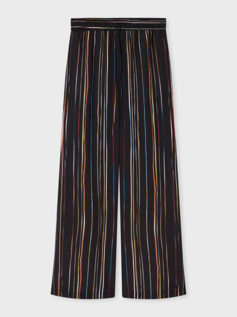 Paul Smith Women's Dark Navy Pinstripe 'Signature Stripe' Wide-Leg Trousers