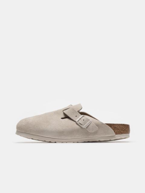 BIRKENSTOCK Boston Suede Mule in Antique White
