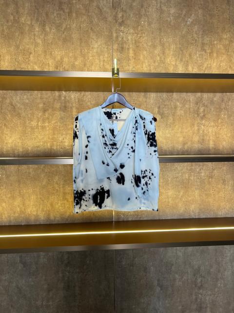 Lemaire Lemaire White and Black Animal Skin Print Foulard Blouse 