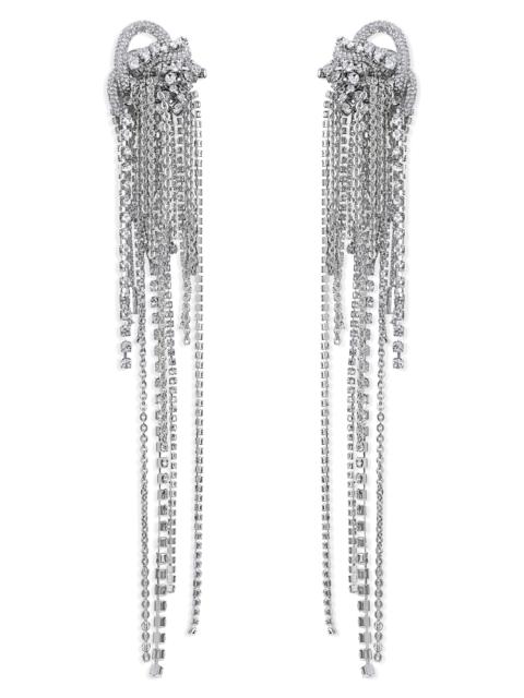 AREA Area Long Messy Chain Drop Earrings in Clear Crystal/Silver at Nordstrom