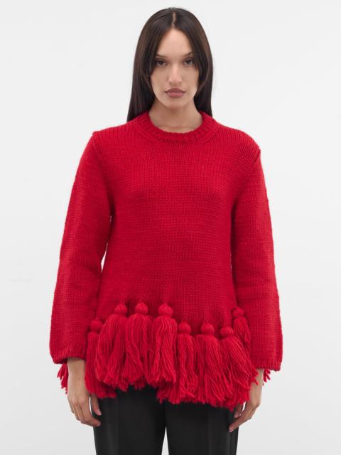 Comme Des Garçons Red Wool Knit Tassel Sweater
