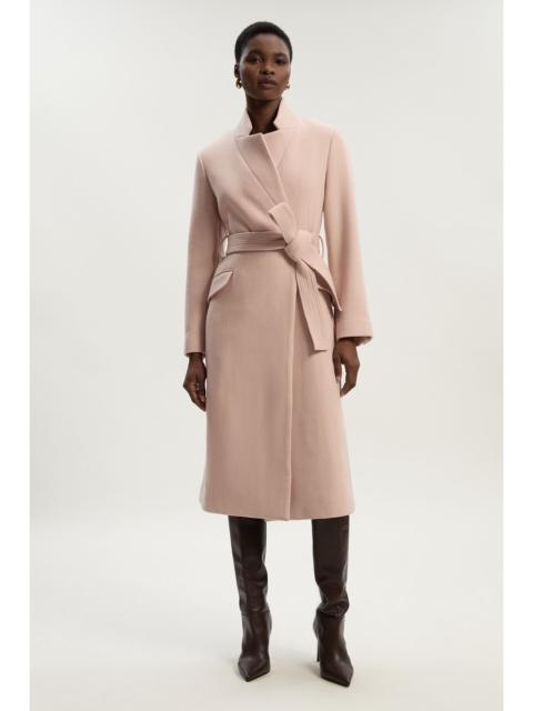 KAREN MILLEN Wool Investment Notch Neck Tailored Midi Coat