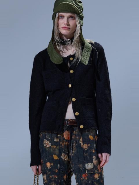 R13 ELONGATED SHRUNKEN CREWNECK CARDIGAN