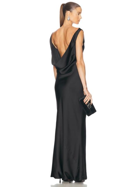 NORMA KAMALI Sleeveless Low Back Drape Gown