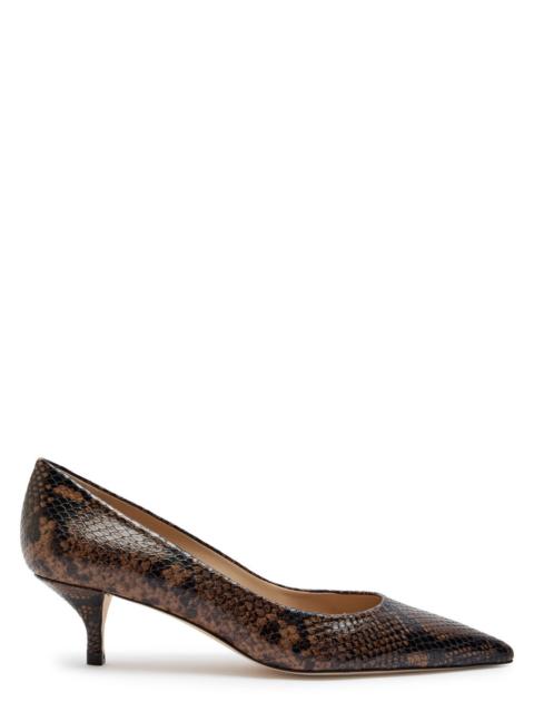 Stuart Weitzman Stuart Weitzman Power 50 Python-effect Leather Pumps