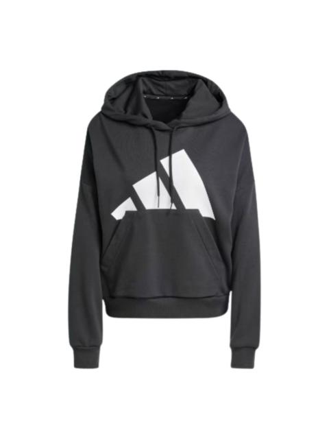 adidas (WMNS) adidas Essentials Big Logo French Terry Loose Hoodie 'Black White' JN1845