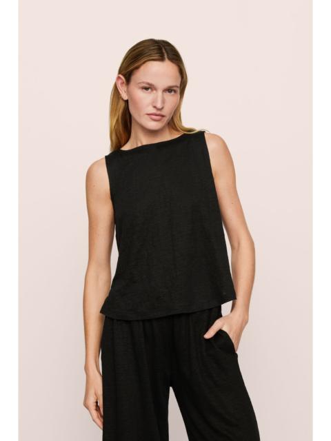 eberjey Organic Linen Knit Boat Neck Crop Tank