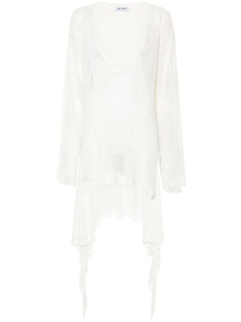 THE ATTICO White Open-Knit Mini Dress