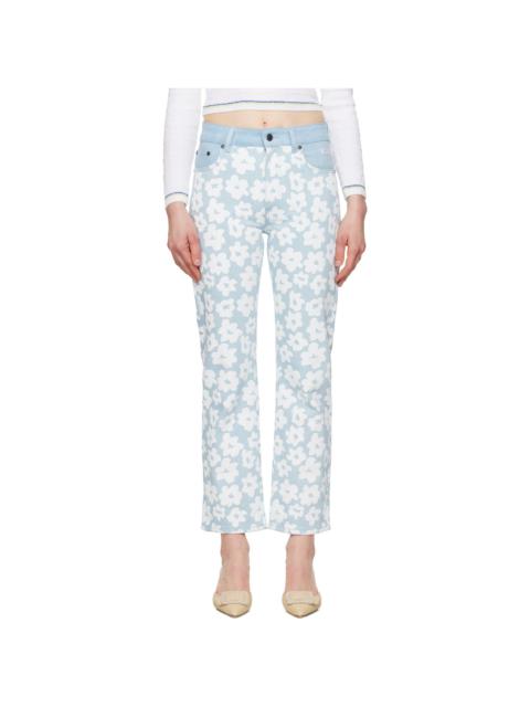 MSGM Blue Printed Jeans