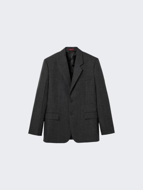 GUCCI Herringbone Mouline' Sb Jacket With Gg Lining White & Black