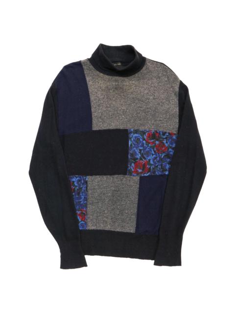 AW88 Floral-Print Patchwork Turtleneck Sweater