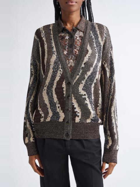 Missoni Missoni Stripe Metallic Cardigan in Brown Tones Stripes at Nordstrom
