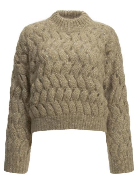 Brunello Cucinelli Brunello Cucinelli Zigzag Cables Crew-neck Sweater Beige