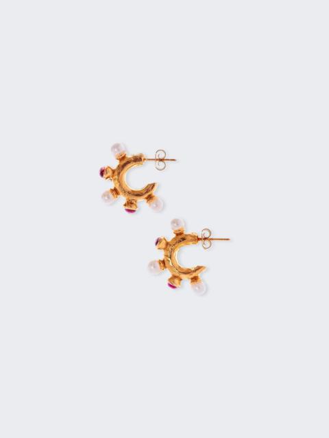 ALIGHIERI The Noctural Desire Pearl Garnet Earrings 24k Gold Plated