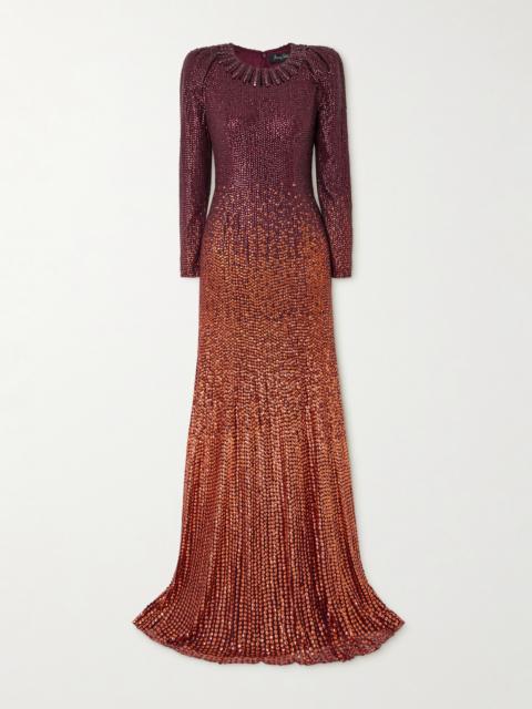 JENNY PACKHAM Juliette Ombré Sequined Tulle Gown