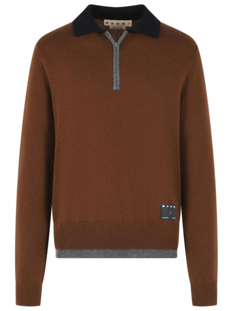 Marni Marni Brown Cashmere Polo Shirt Men
