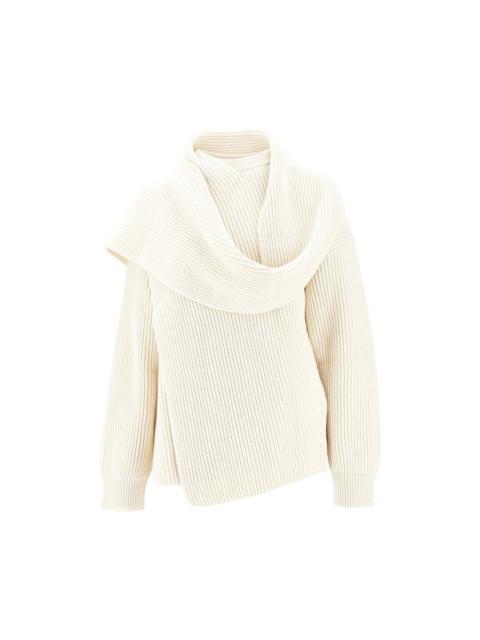 Jil Sander WOOL SWEATER WITH SCARF DETAIL
