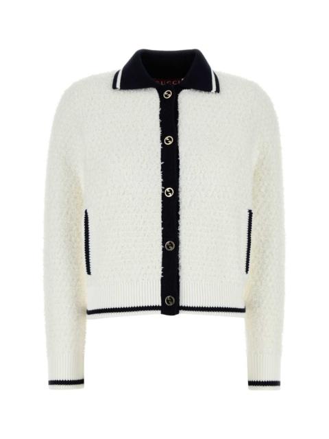 Gucci Women White Stretch Cotton Blend Cardigan