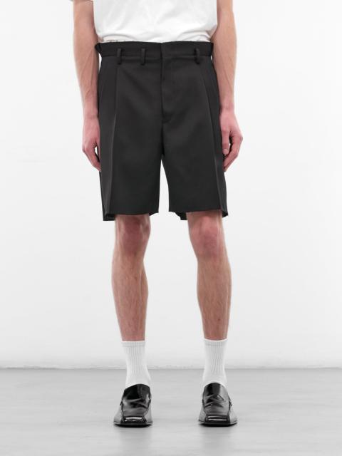 Maison Margiela Black Unfinished Hems Wool Shorts