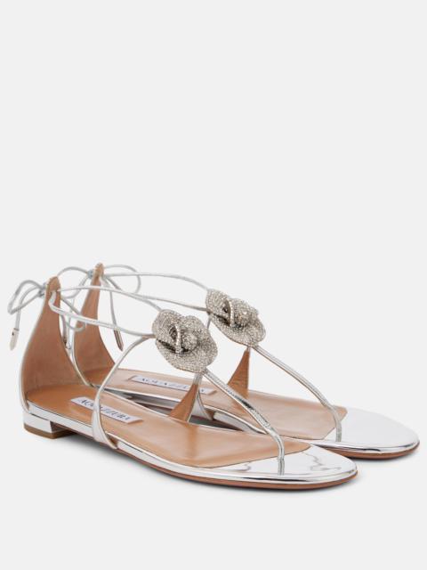 Crystal Orchid metallic leather sandals