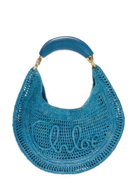 Chloé Chloé Summer Banana Crochet Raffia Hobo Bag in Stormy Sea at Nordstrom
