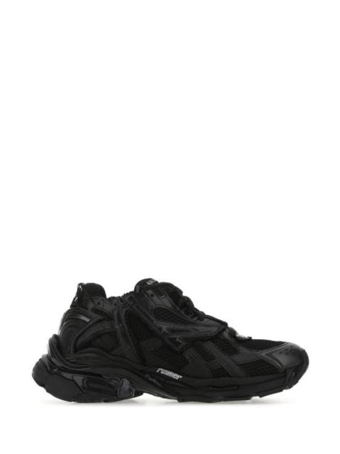 Balenciaga Man Black Mesh And Rubber Runner Sneakers