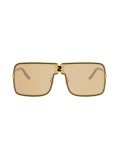 FENDI Fendi ness 67.2mm Oversize Mask Sunglasses in Shiny Endura Gold /Roviex at Nordstrom