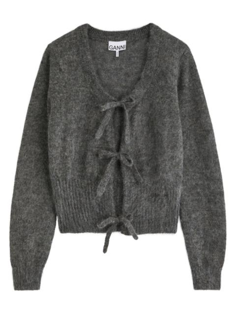 Ganni Tie-front Mohair-blend Cardigan
