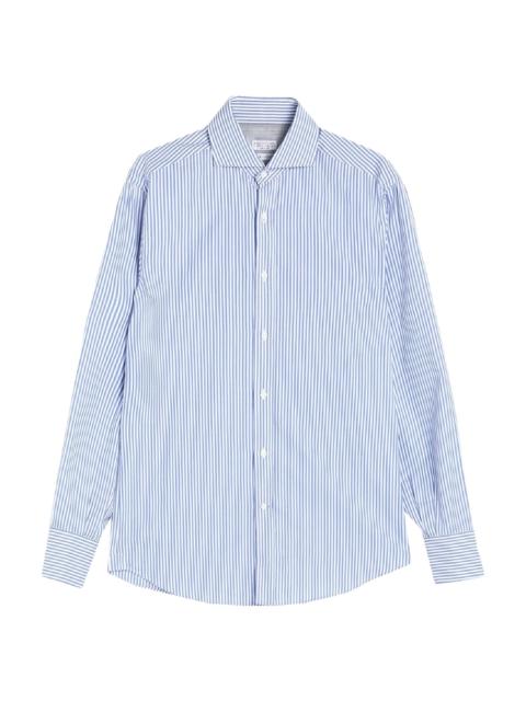 Brunello Cucinelli Blue Men's Striped Shirt
