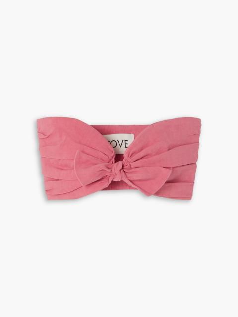 TOVE Awa cropped tie-front gathered stretch linen and cotton-blend top