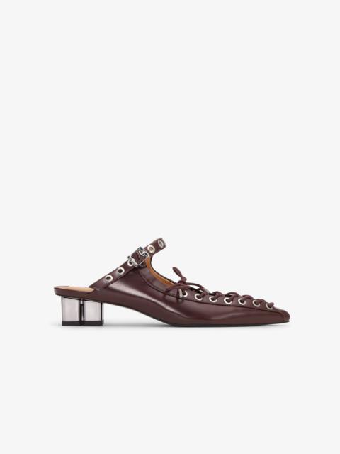 GANNI BROWN LACE-UP OLEATEX MULES