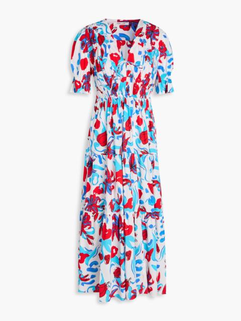 DIANE VON FURSTENBERG Avery tiered floral-print cotton-blend poplin midi dress