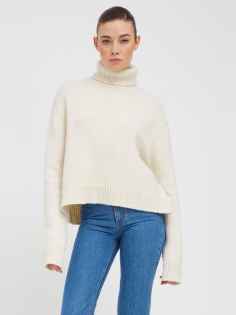 SPRWMN CHALK HEAVY CASHMERE TURTLENECK SWEATER